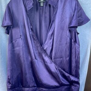 Mossimo Supply Co Purple Blouse with Wrap Style Front and V Neckline